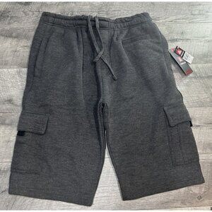 Roadblock Cargo Shorts Mens Small Gray Fleece Elastic‎ Drawstring Grunge Gym NEW